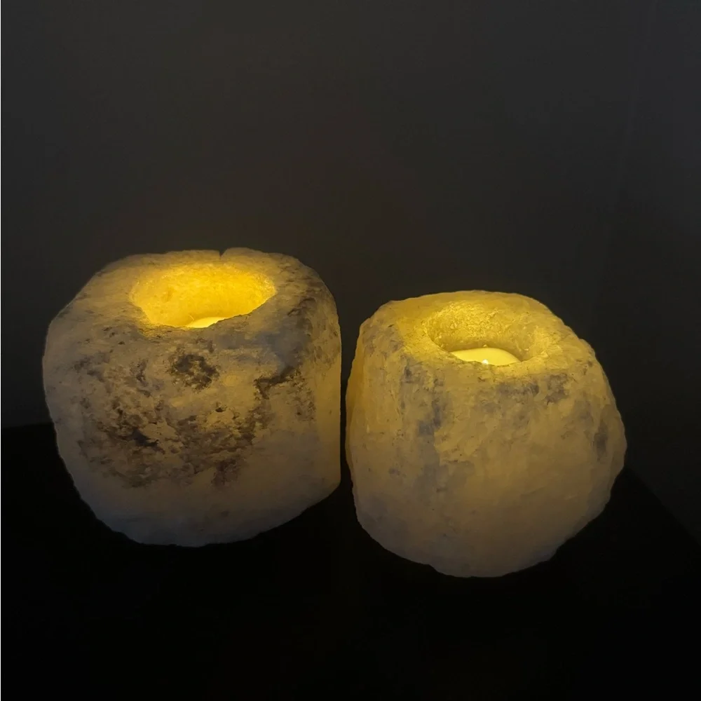 Natural Himalayan Salt Tea Light Candle Holders
